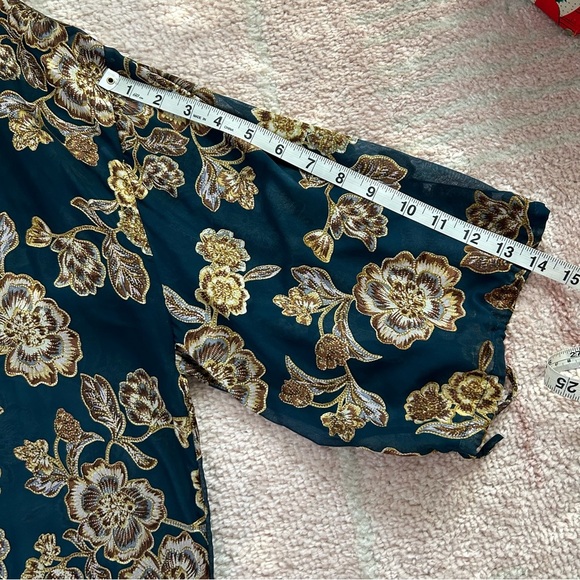 Shyanne Teal Floral Duster Kimono One Size Travel Boho Festival Beach Coverup - Picture 8 of 12